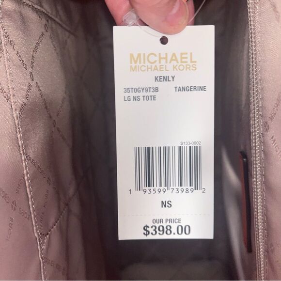 Michael Kors Brown with Orange Trim Kenly Large Logo Tote Bag New with Tags - Picture 5 of 5